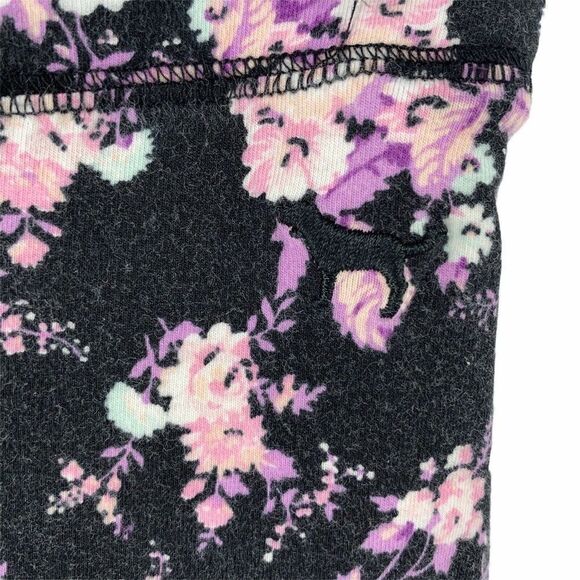 PINK Victorias Secret Leggings Black Pink Floral M - Picture 3 of 5